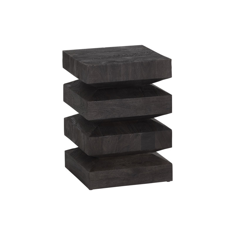 Siona Solid Wood End Table, Dark Brown