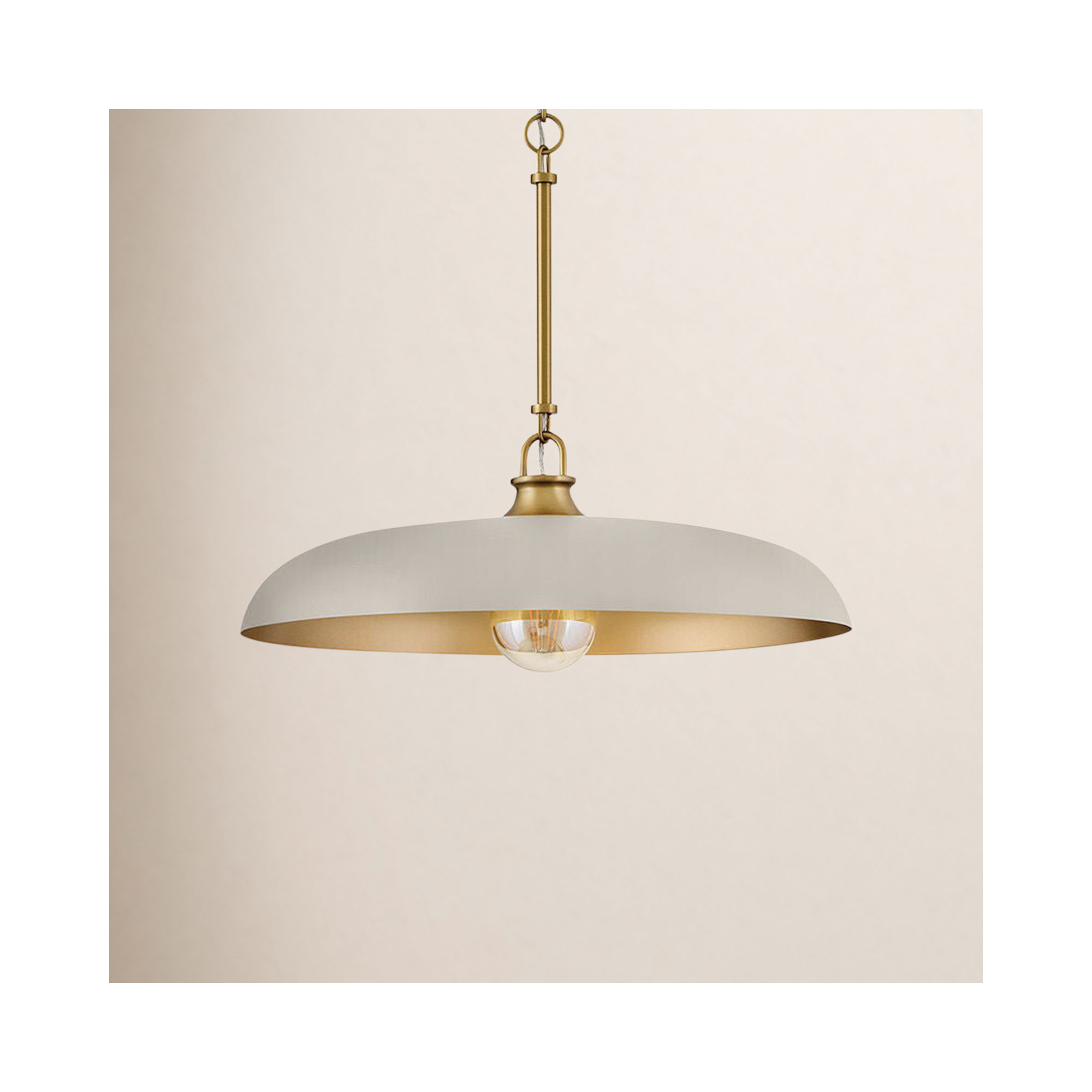 Hinkley Sadie Saucer Shaped Pendant, Light Taupe, 6.25" H x 18" W x 18" D