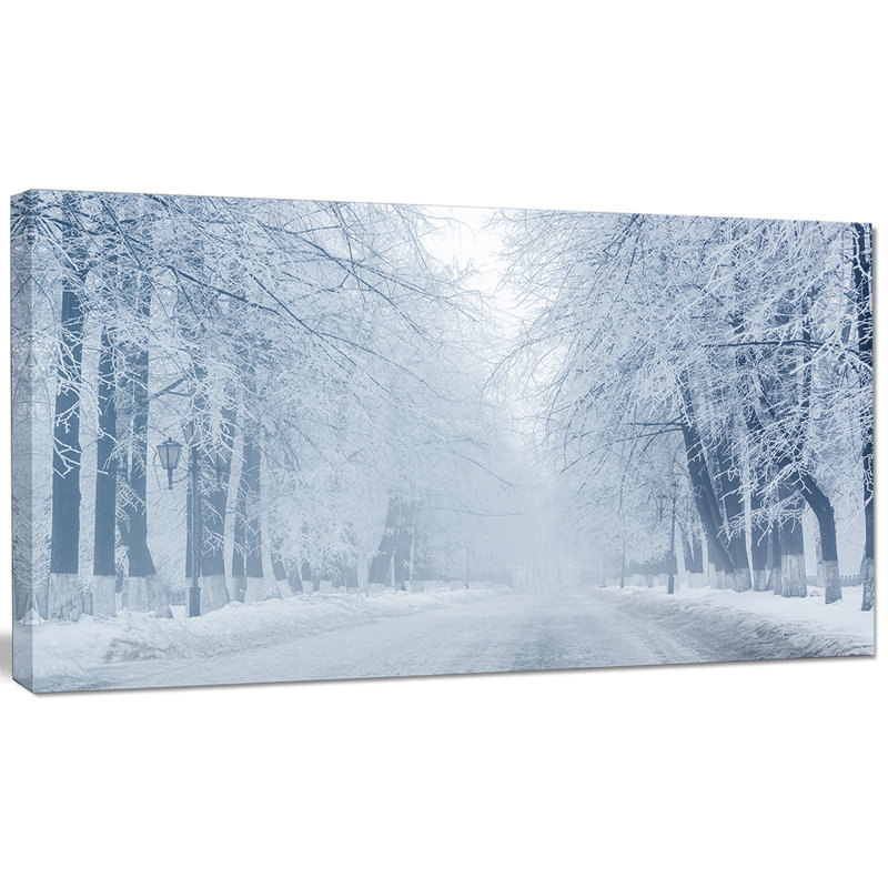 Road and Winter Trees - Reproduction de photo sur toile tendue, H 28 po x l 60 po x P 1,5 po