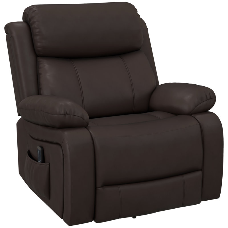 Fauteuil de massage inclinable électrique en similicuir, Similicuir brun