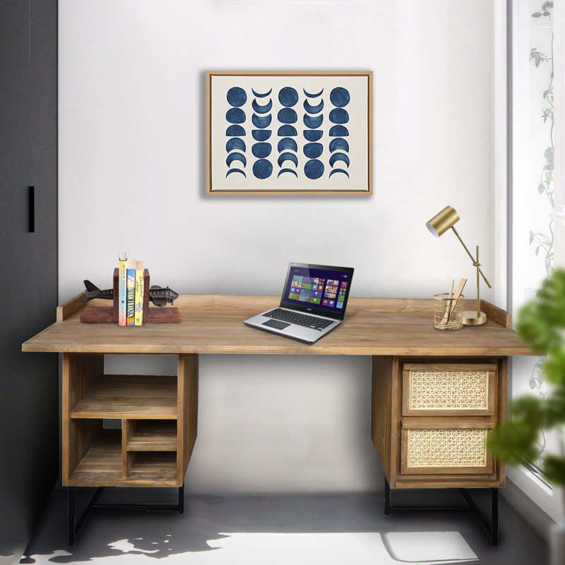 Cane Solid Wood Solid Wood Writing Desk