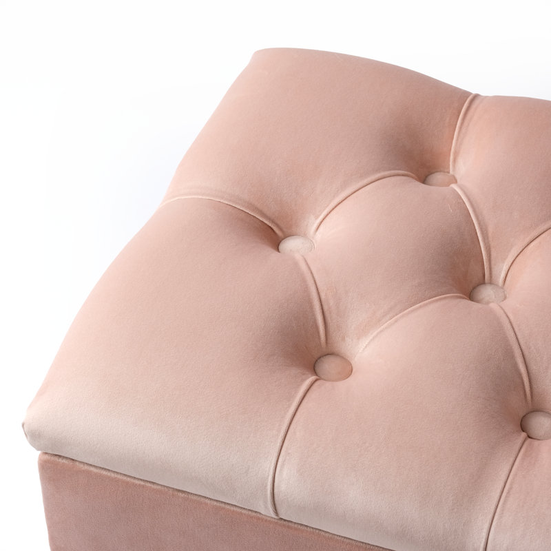 Thalassa Velvet Upholstered Storage Bench, H44 x W80 x D40cm, Powder Pink, Black