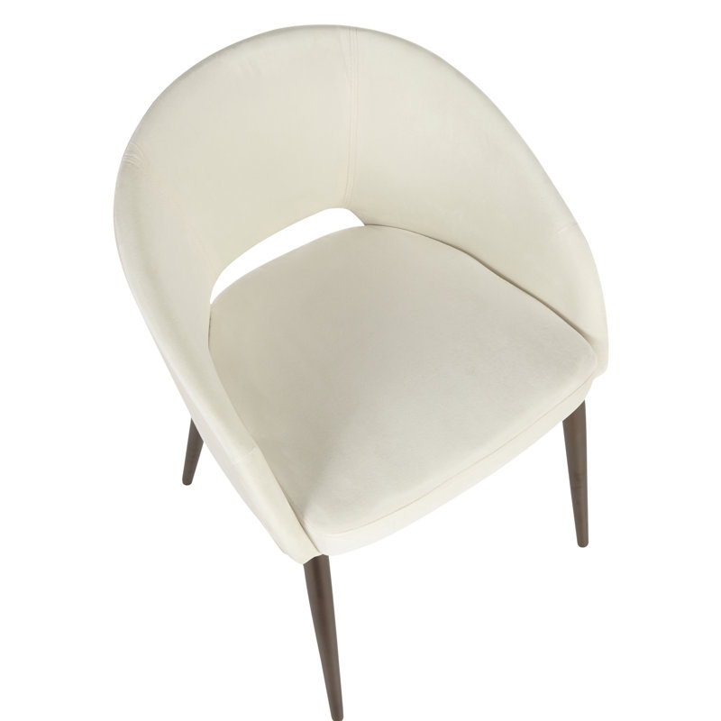 Evanoff 18.5'' H Upholstered Metal Side Chair, Cream, Copper