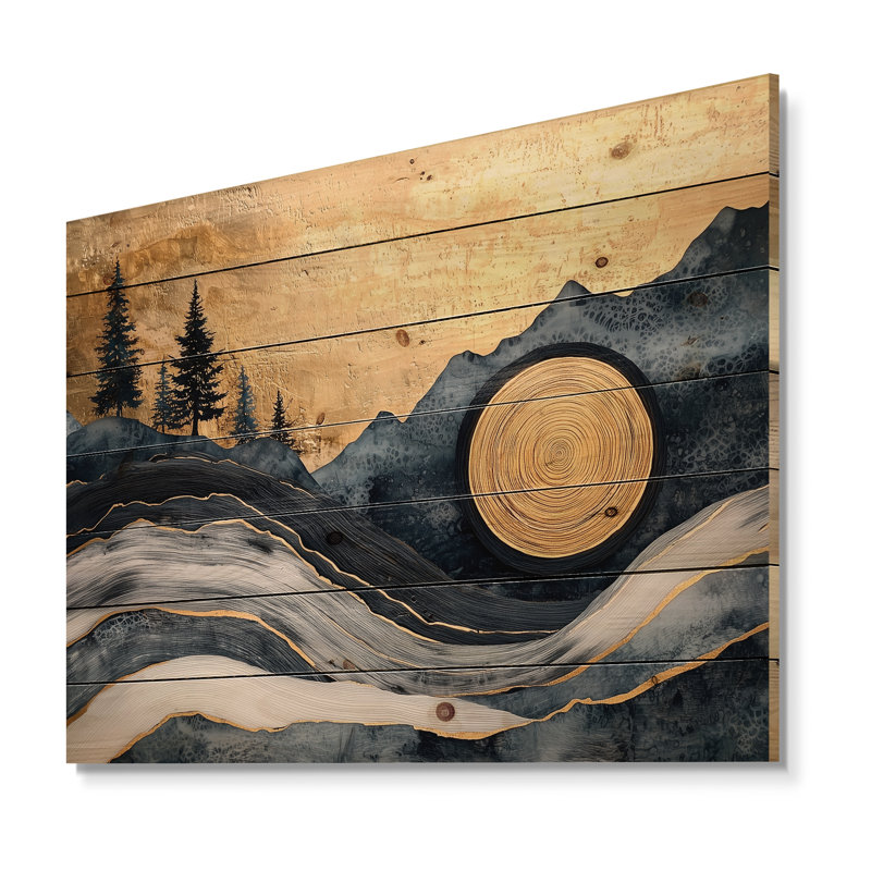 Émeraude et rivière de cristal dans la forêt IV - Art mural en bois de forêt - sur bois de pin naturel, H 30 po x l 40 po