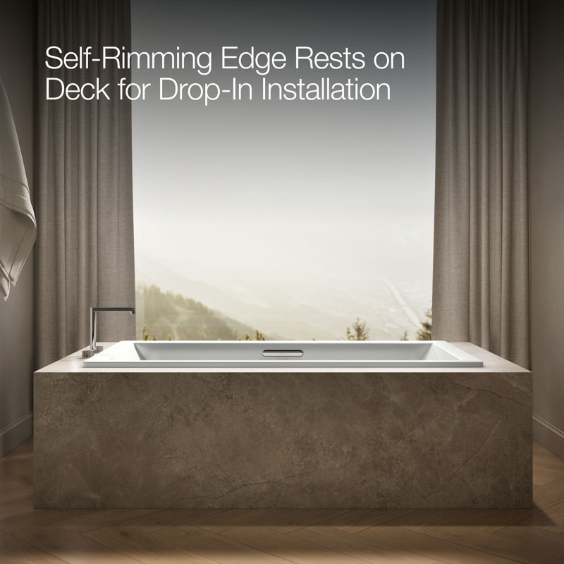 Underscore Rectangle 72" x 36" Heated Bubblemassage Air Bath with Center Drain, Ice Grey