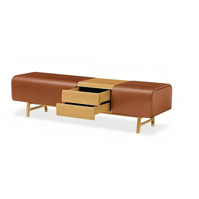 Banc de rangement rembourré en cuir