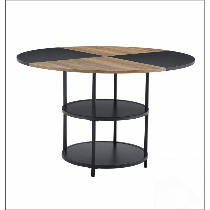 Table de salle à manger circulaire de 47,3 pouces de diamètre avec épissure moderne et rangement double couche