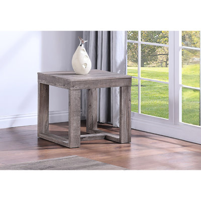 Table de bout rustique brun gris et brun clair pour espace de vie moderne