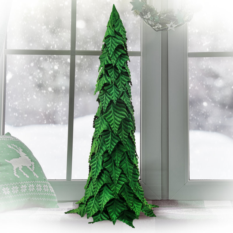 Arbre à cône velours poinsettia, Vert, 27"