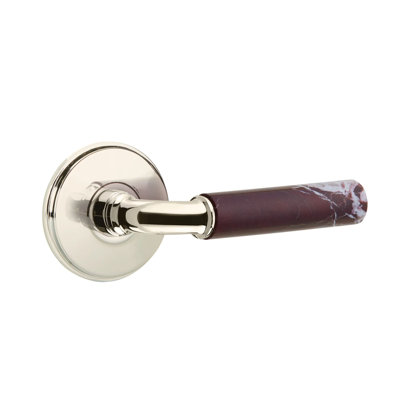 Emtek Select Privacy Leverset w/ Watford Rosette & R-Bar Stem, Rosso Levanto Marble Lever (CF)