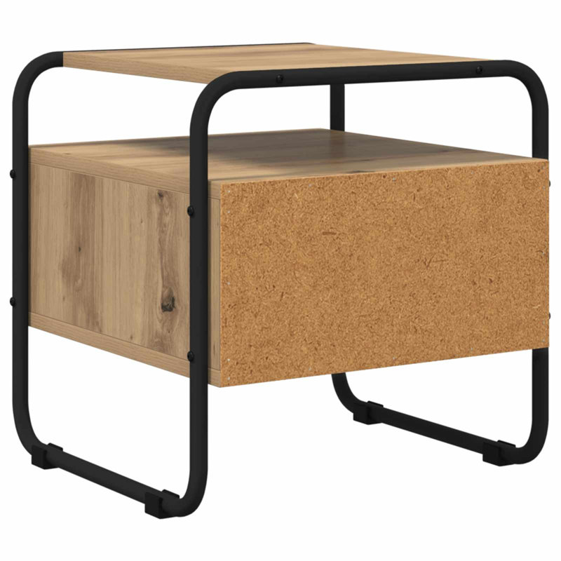 40 cm W Galvanised Steel Bedside Table, Artisan Oak