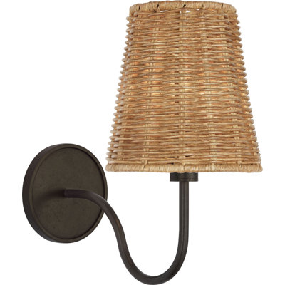 Lyndsie Small Cordless Sconce with Natural Wicker Shade