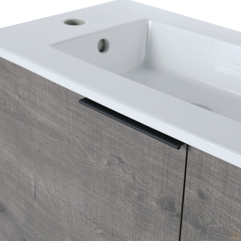 Meuble-lavabo flottant avec porte à fermeture en douceur, Gris
