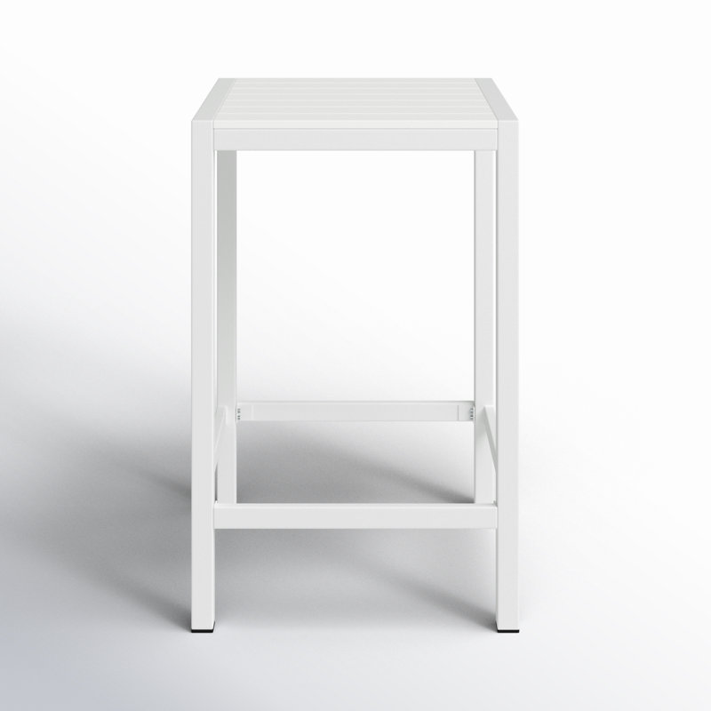 Betty Outdoor Bar Table for 4 – Modern White Patio Pub Table with Powder-Coated Aluminum Frame & Poly Resin Slat Top – Contemporary Balcony, Poolside & Outdoor Dining Table - White Bar Table