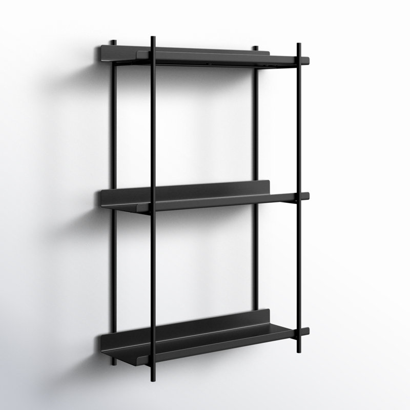 Bellamy 3 Piece Metal Floating Shelf, Black