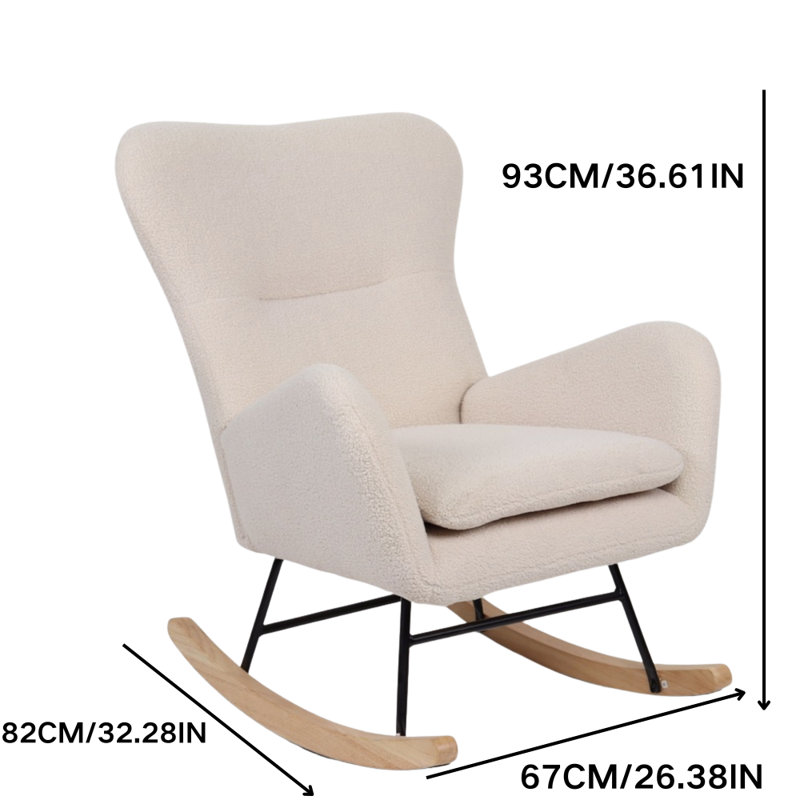 Fauteuil à bascule rembourré 93 po H 93 po, fauteuil d'appoint moderne, siège et dossier moelleux et confortable, pour la chambre à coucher et le salon