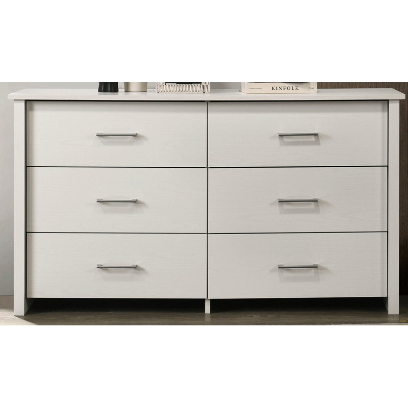 Commode 6 tiroirs 57 po avec poignées