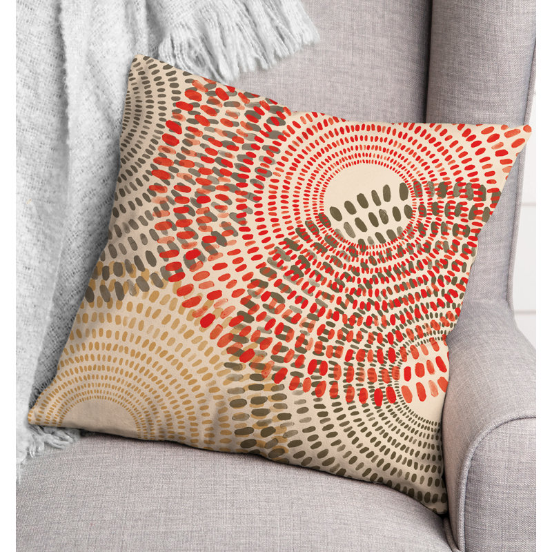 Geometric Outdoor Throw Pillow, Brown/Red, Geometric 1