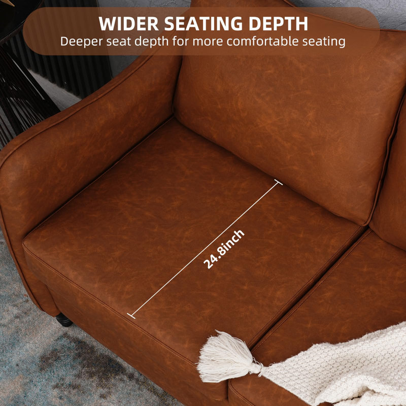 2 Seater Sofa Loveseat Couch, Brown