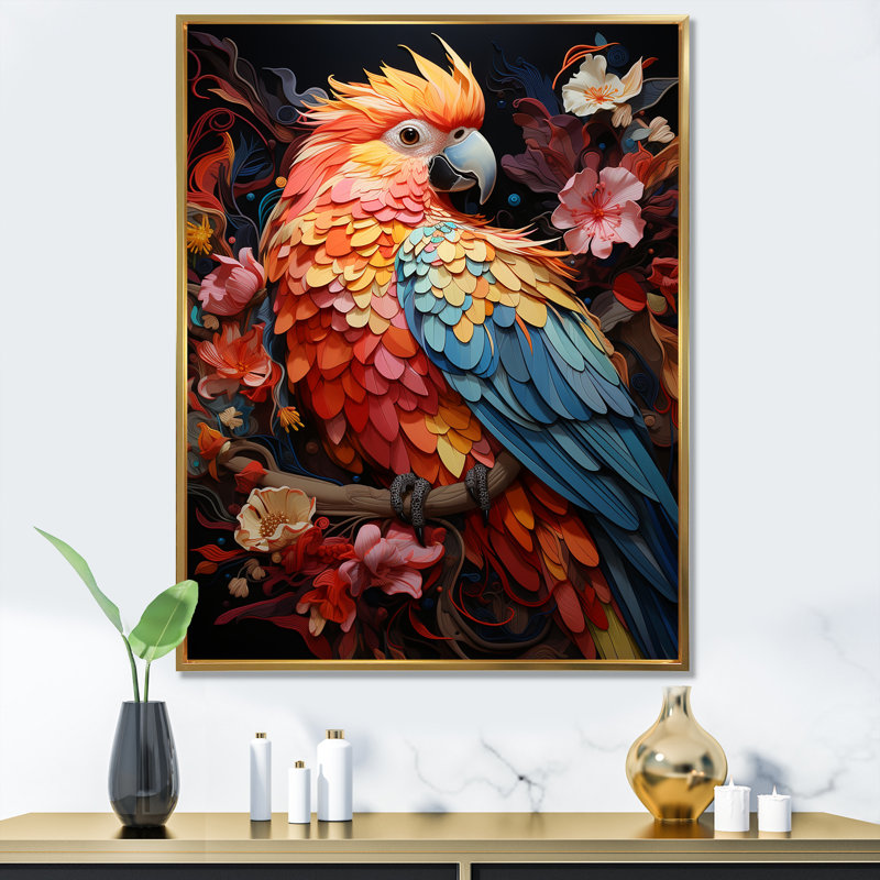 Parrots Celestial Dance Melody, Cadre flottant doré, H 32 po x l 24 po x P 1 po