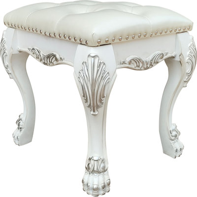 Dresden II Bone White Finish Vanity Stool