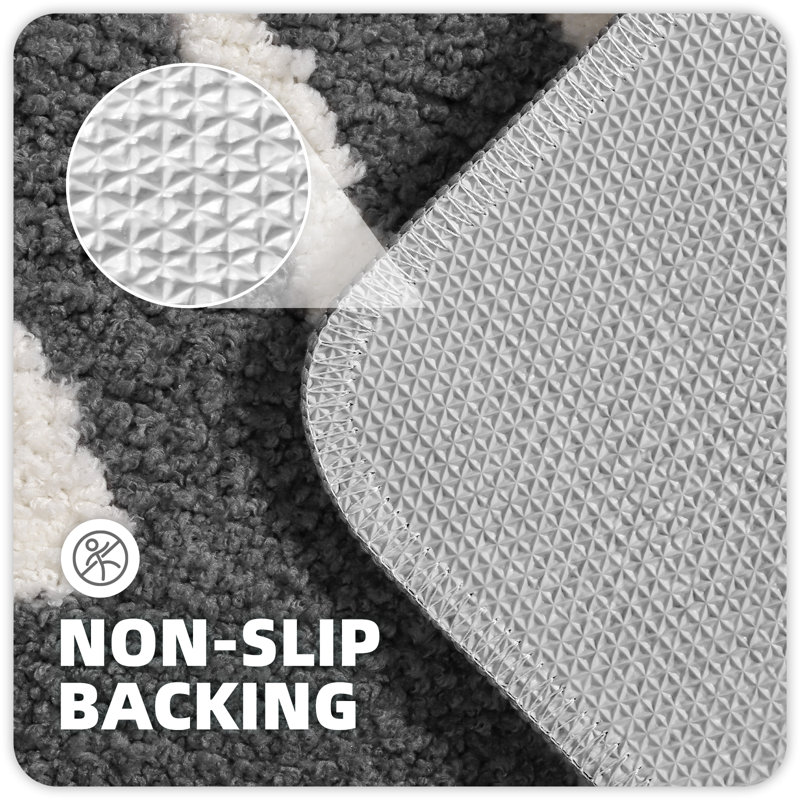 Dorwin Microfiber Non-Slip Bath Rug, 0.7" H x 30" W x 20" D, Dark Gray