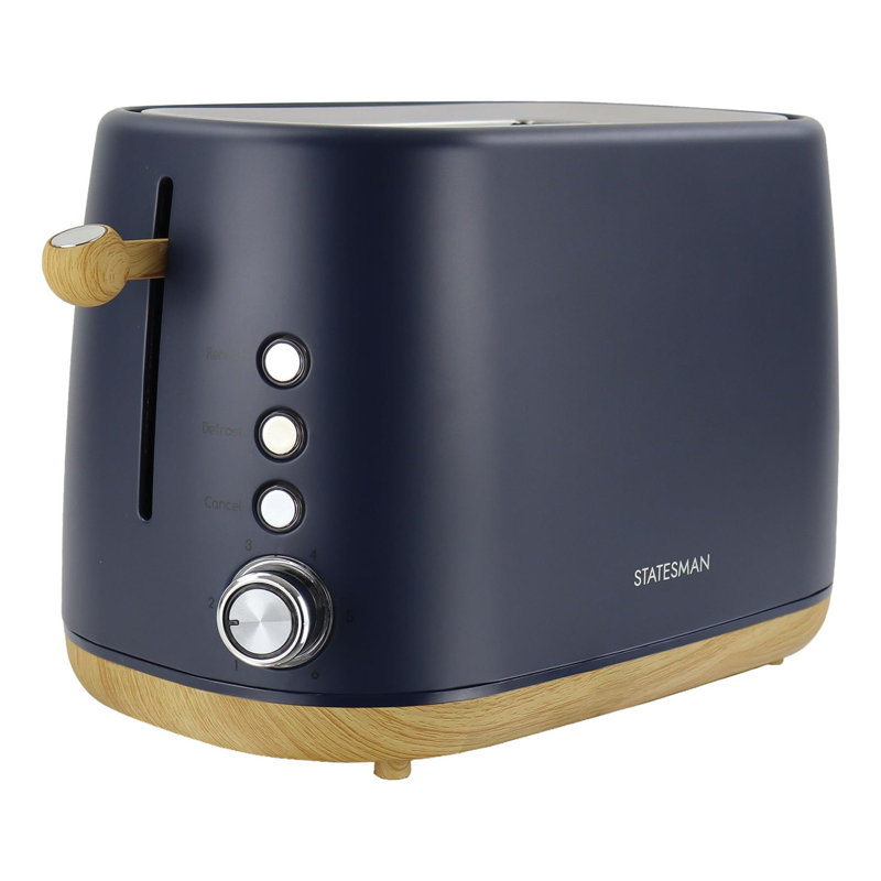 Statesman 2 Slice Scandi Toaster Grey/Blue, Navy Blue