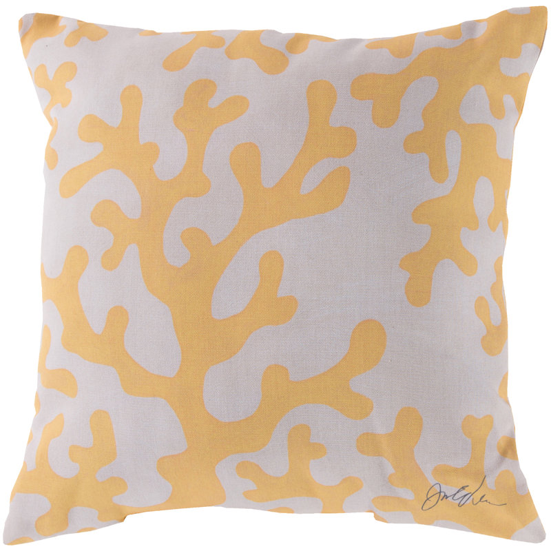 Charming Polyester Throw Pillow, 20" H x 20" W, Yellow