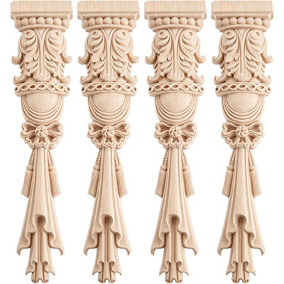 Appliques en bois sculptées, décorations de moulures non peintes