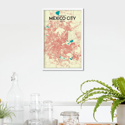 Mexico City Map In Tricolour - No Frame Print
