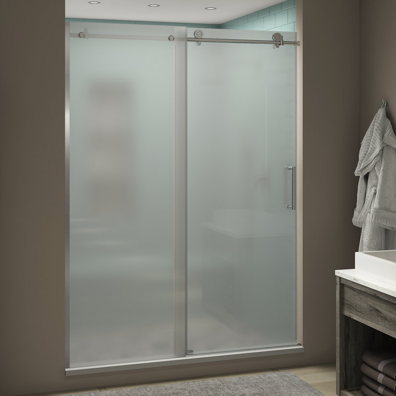 Coraline XL  48" W x 80 H Single Sliding Frameless Shower Door, Chrome