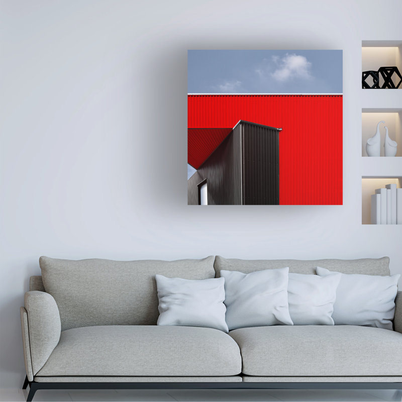 Art sur toile noir, rouge bolaricole par Harry Verschelden, H 14 po x l 14 po