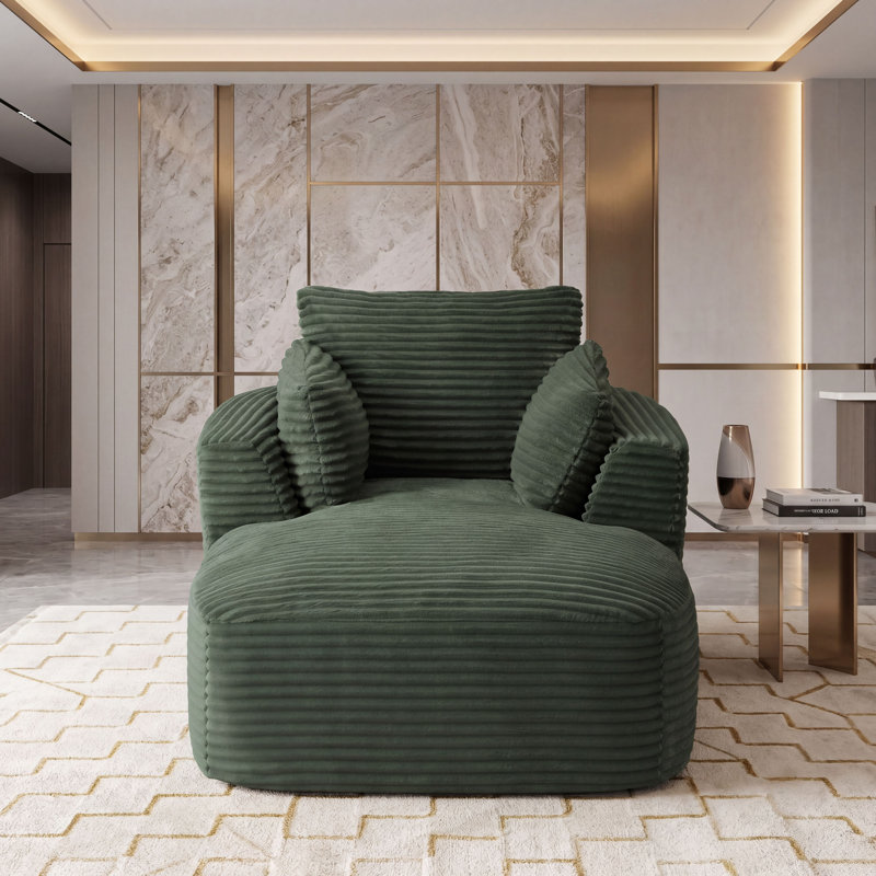 Méridienne moderne en velours côtelé, Green