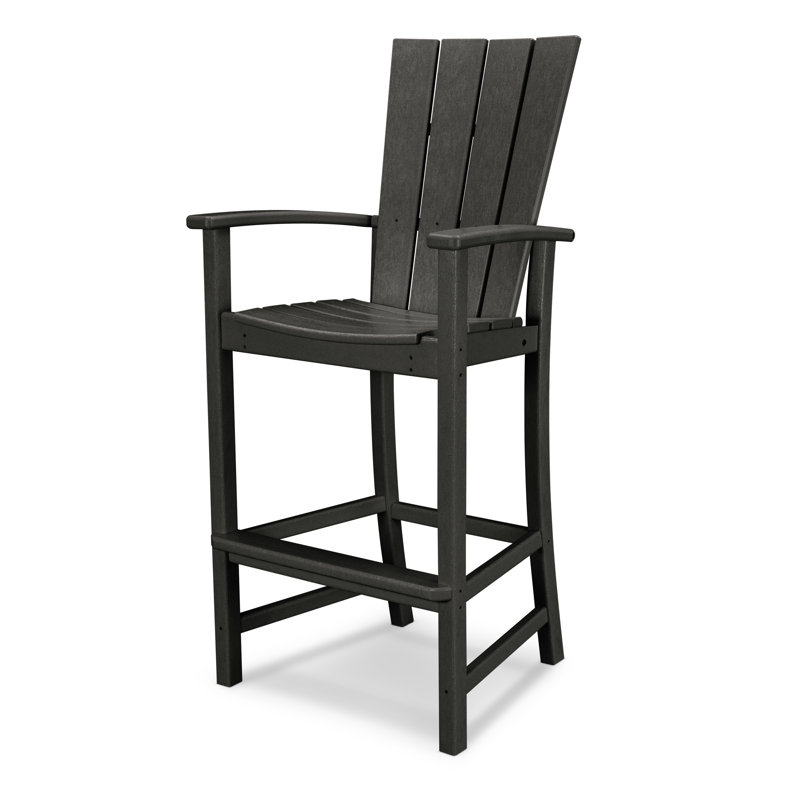 POLYWOOD Quattro Adirondack Bar Chair, Black