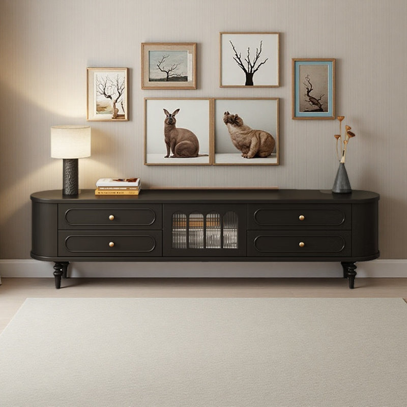 Meuble télé French Light Luxury Design, H 20,87 po x L 78,74 po x l 15,75 po, Noir