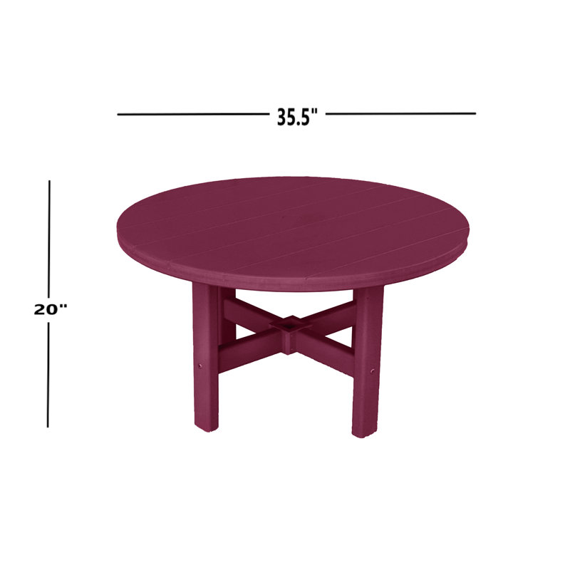 Table basse ronde d'extérieur 35,5 po Glodine, Rouge foncé