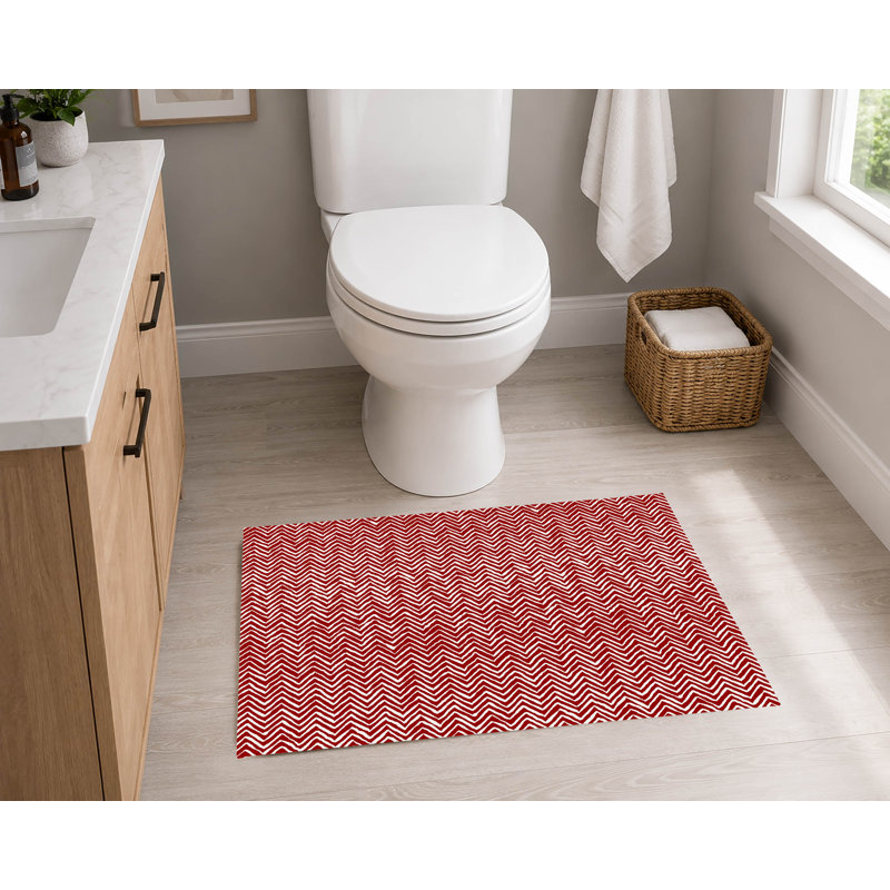 Tapis de toilette rectangulaire antidérapant à chevrons