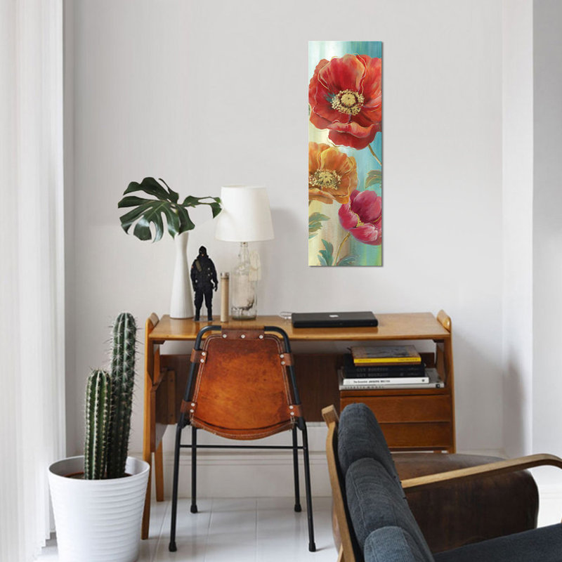 « popy panel red ii », reproduction d’impression sur toile tendue, H 36 po x l 12 po x P 1,5 po, Toile tendue