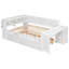 Lit de jour pleine grandeur avec tablettes de rangement, tiroirs, lit gigogne, station de charge, lumière DEL, bureau et armoire, blanc-340194873