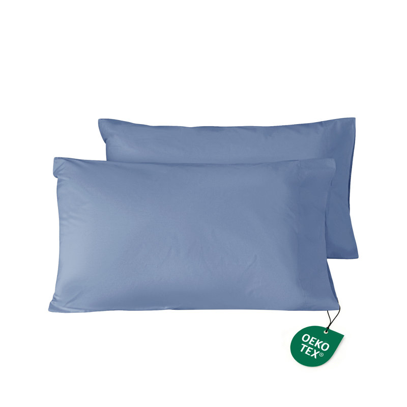 Ensemble de taies d'oreiller 100% coton 250TC Percale, Bleu orageux, Taie d'oreiller très grande