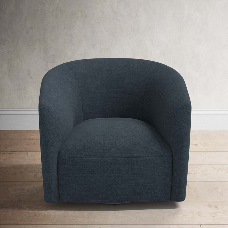 Fauteuil demi-tonneau Marita, Lin bleu marine classique
