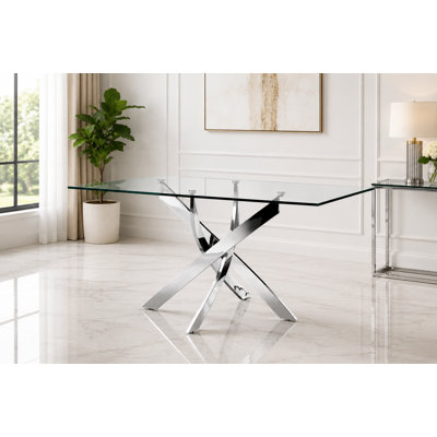 Ponemah Glass Top Metal Base Dining Table