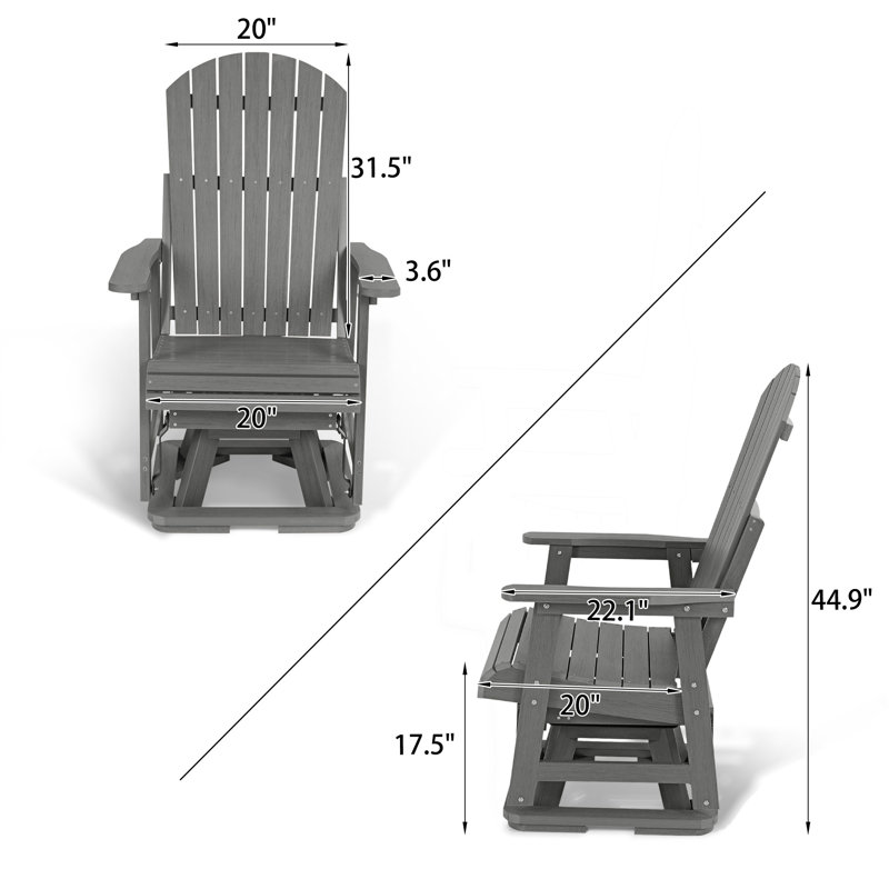 Siège de patio ergonomique pivotant Adirondack, Gris foncé