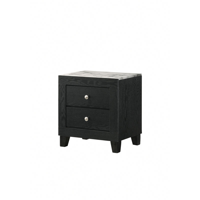 Stylish Faux Marble Top 2-Drawer Nightstand for Contemporary Bedrooms