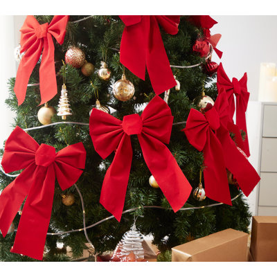 12 Pack 13"x9" Red Velvet Christmas Bows