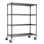 Étagère de rangement standard en acier au carbone noir foncé à 4 niveaux pour rangement utilitaire au sous-sol Garage Pantry