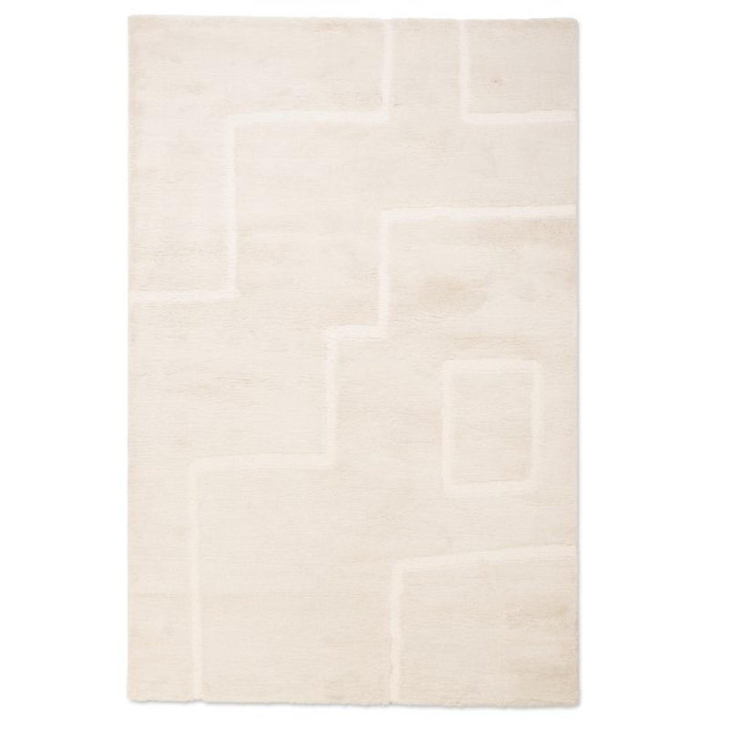 Tapis à motif sherpa crème et blanc, Rectangle 2 pi x 3 pi