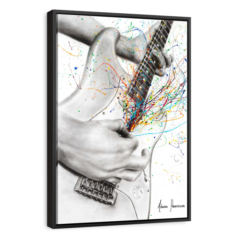 The Guitar Solo, 25" X 37", Floating Frame Black