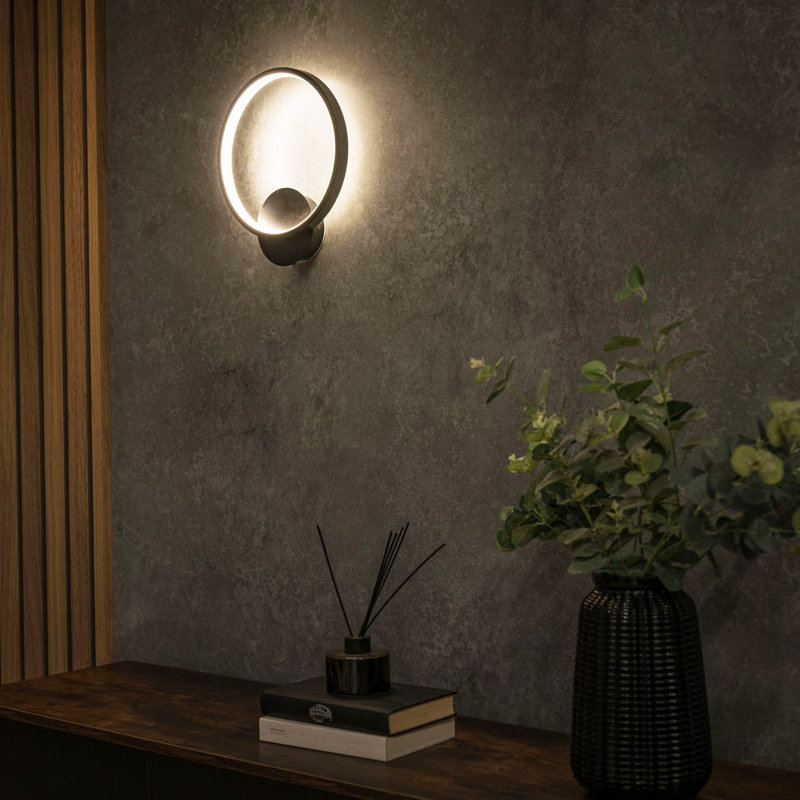 Celsa Matte Black 30cm H Mains-powered Integrated LED Outdoor Sconce