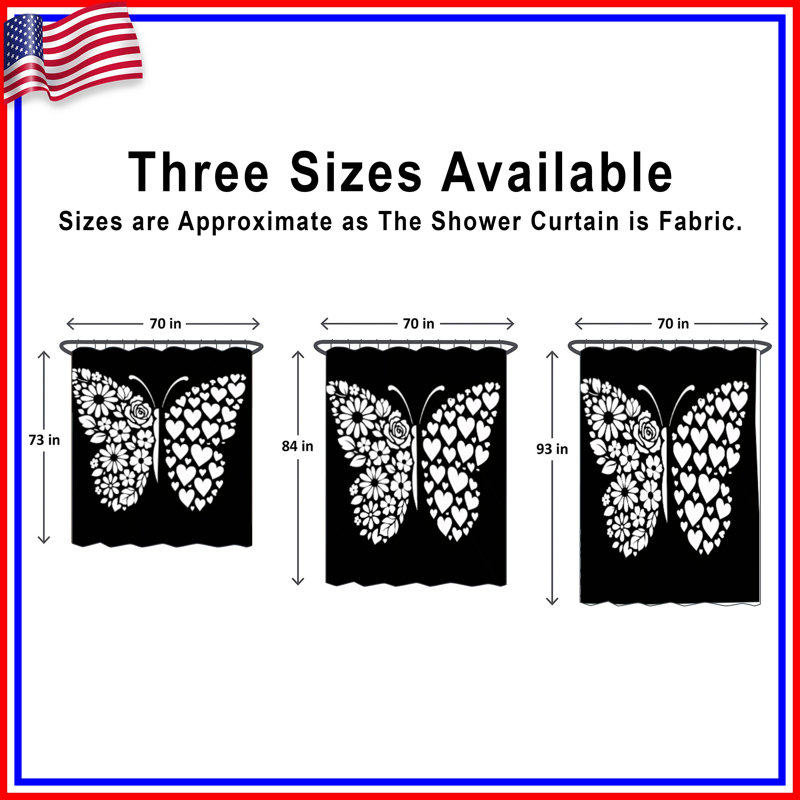 Rideaux de douche Butterfly, 70in W x 72in H